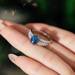 Eternal Sapphire – Rhodium Plated S925 Silver Eternity Band - View 3