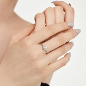 925 Sterling Silver Rhodium-Plated Heart-Shaped Eternity Band Ring for Women - View 3