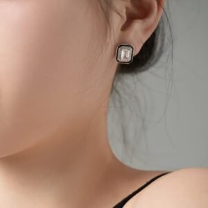 Lusso Nero Earrings – 925 Sterling Silver Emerald Cut Zirconia - View 3