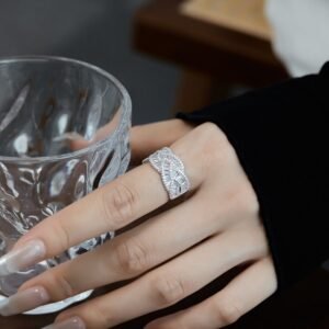 Eterna Luxe – Geometry Baguette Zirconia Eternity Sterling Silver Ring - View 3