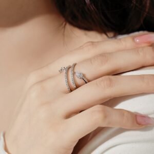 Eterna Layers – 925 Sterling Silver Zirconia Eternity Ring - View 3