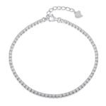 925 Sterling Silver Tennis Bracelet – Classic Round-Cut CZ, Adjustable Elegant Chain for Women