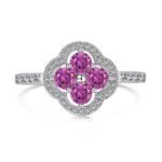 Blush Fleur – 925 Sterling Silver Ring with Pink Floral Centerpiece