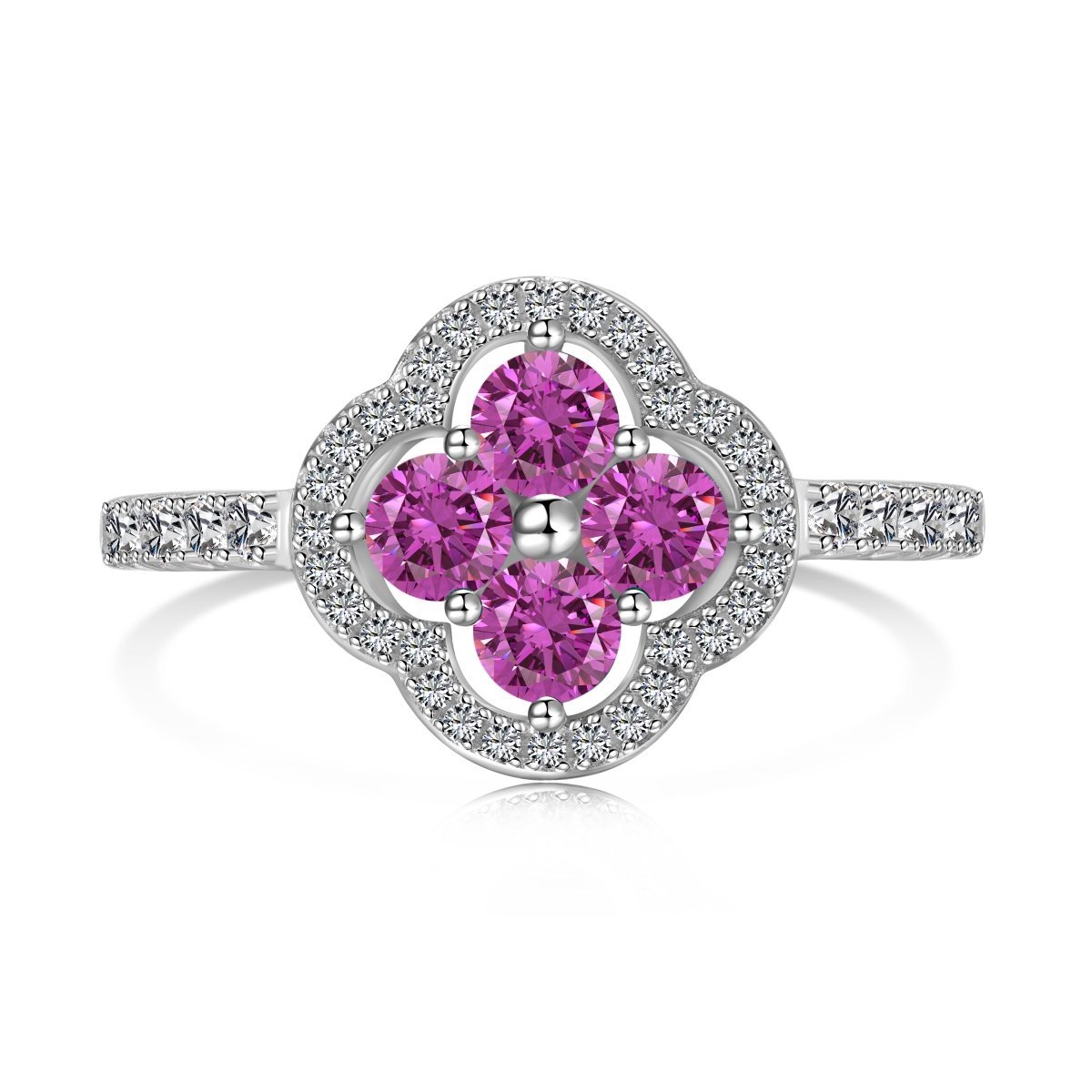 Blush Fleur – 925 Sterling Silver Ring with Pink Floral Centerpiece