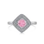 Rosé Dusk – 925 Sterling Silver Ring with Pink Cushion-Cut Stone