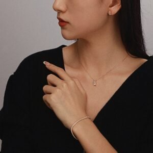 925 Sterling Silver Gold-Plated Tennis Bracelet – Classic Round-Cut CZ, Adjustable Elegant Chain for Women - View 4