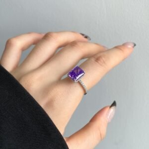 Royal Amethyst 925 Sterling Silver Ring – Statement Purple Stone, Elegant Gift for Women - View 2