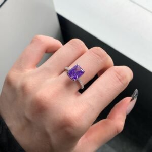 Royal Amethyst 925 Sterling Silver Ring – Statement Purple Stone, Elegant Gift for Women - View 4