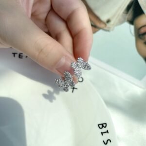 Flutter Dusk – 925 Adjustable Pavé Butterfly Sterling Silver Ring - Alternate View