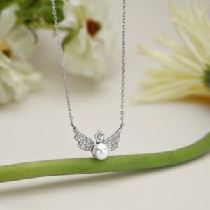 Sterling Silver "Guardian Angel" Pearl Necklace - View 4