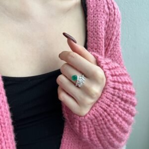 Emerald Essence – 925 Sterling Silver Unique Ring - View 4