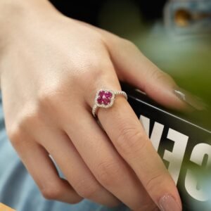 Blush Fleur – 925 Sterling Silver Ring with Pink Floral Centerpiece - View 4