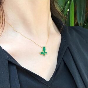 ? Emerald Flutter - Green Butterfly Necklace (Stainless Steel) - Alternate View