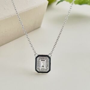 Lusso Nero Pendant – 925 Sterling Silver Emerald Cut Zirconia" - View 4