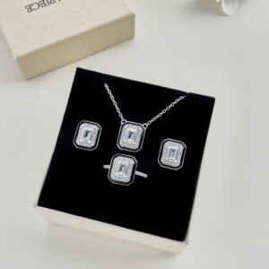 Lusso Nero Earrings – 925 Sterling Silver Emerald Cut Zirconia - View 4