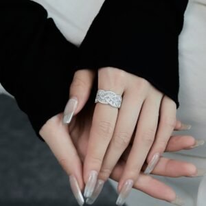 Eterna Luxe – Geometry Baguette Zirconia Eternity Sterling Silver Ring - View 4