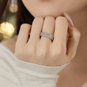 Lustre Layers – Chunky Sterling Silver Wedding Band - View 4