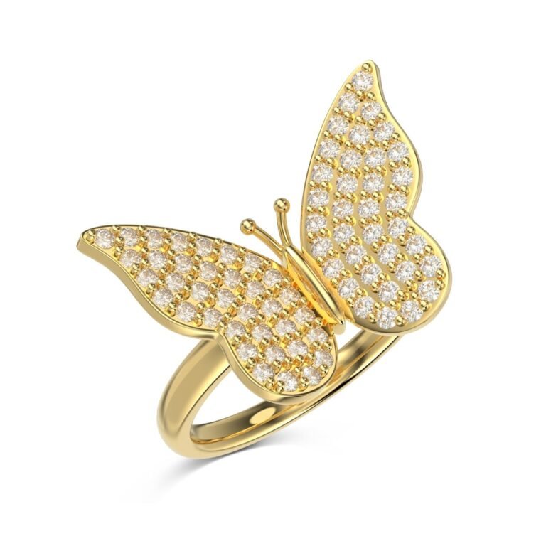 Wings of Whimsy – 925 Sterling Silver Butterfly Ring - Gold Plated