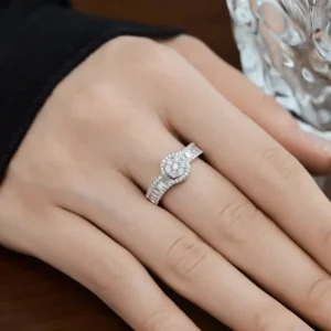 S925 silver rhodium-plated waterproof fine ring with sparkling Moissanite 5A - View 3