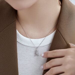 Sterling Silver "Sparkle Bear" Pendant Necklace - Alternate View