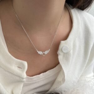 Halo Wing Embrace Necklace - 925 Sterling Silver - Alternate View