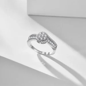 S925 silver rhodium-plated waterproof fine ring with sparkling Moissanite 5A - View 5
