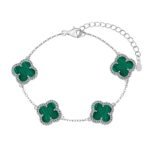 Silver Clover Essence: 925 Sterling Silver Luck Bracelet - Green