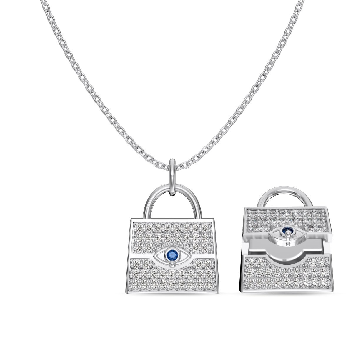 Sterling Silver Mini Bag Locket Necklace