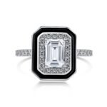 Lusso Nero - 925 Sterling Silver Emerald Cut Zirconia Ring