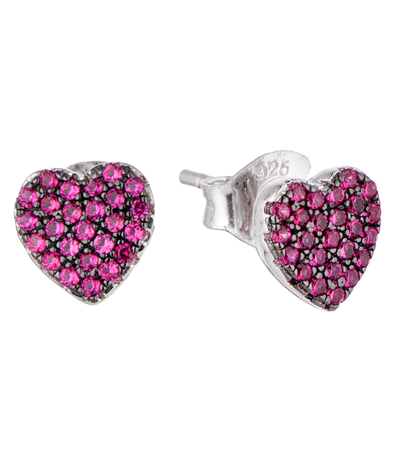 High Quality 925 Sterling Silver Heart Stud Earrings Purple Cubic Zirconia Romantic Gem