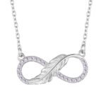 Custom 925 Sterling Silver Rhodium Plated Infinity Leaf Necklace