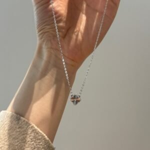 Dainty Sterling Silver Lucky Clover Pendant Necklace - Textured Finish ?✨ - View 4