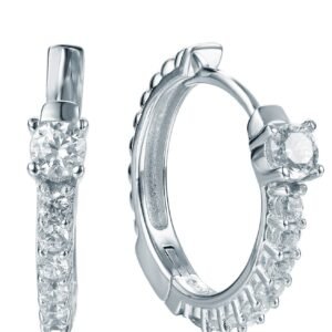 Classic 925 Sterling Silver Hoop Earrings with Cubic Zirconia for Women