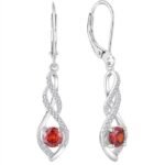 Classic 925 Sterling Silver Garnet and Cubic Zirconia Infinity Drop Earrings for Women