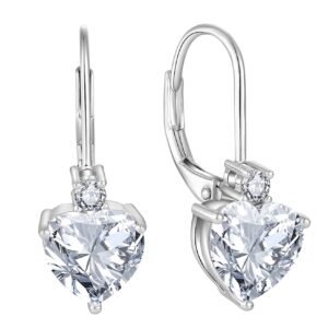 High Quality 925 Sterling Silver Heart Shape Cubic Zirconia Women Earrings