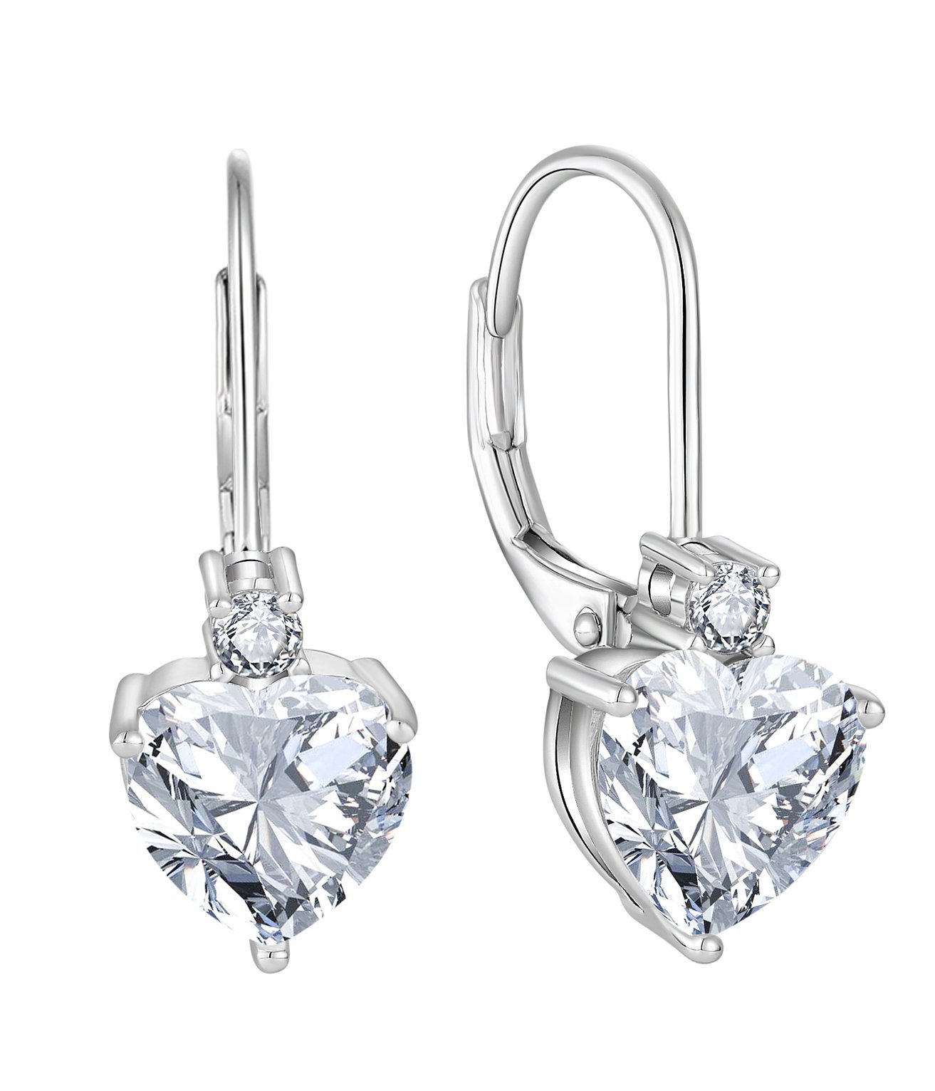 High Quality 925 Sterling Silver Heart Shape Cubic Zirconia Women Earrings