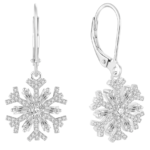 Luxury Colorful CZ Snowflake Earrings - Rhodium Plated 925 Sterling Silver