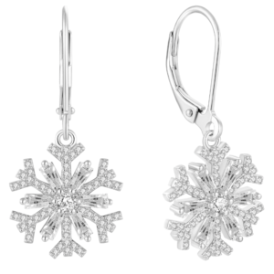 Luxury Colorful CZ Snowflake Earrings - Rhodium Plated 925 Sterling Silver
