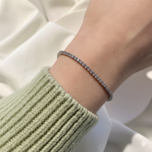 925 Sterling Silver Tennis Bracelet – Classic Round-Cut CZ, Adjustable Elegant Chain for Women - View 3