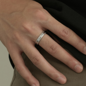 Crownline Grace – 925 Sterling Silver Band with CZ Accents and Beaded Detailing - View 4
