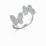 Flutter Dusk – 925 Adjustable Pavé Butterfly Sterling Silver Ring