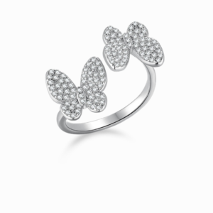 Flutter Dusk – 925 Adjustable Pavé Butterfly Sterling Silver Ring